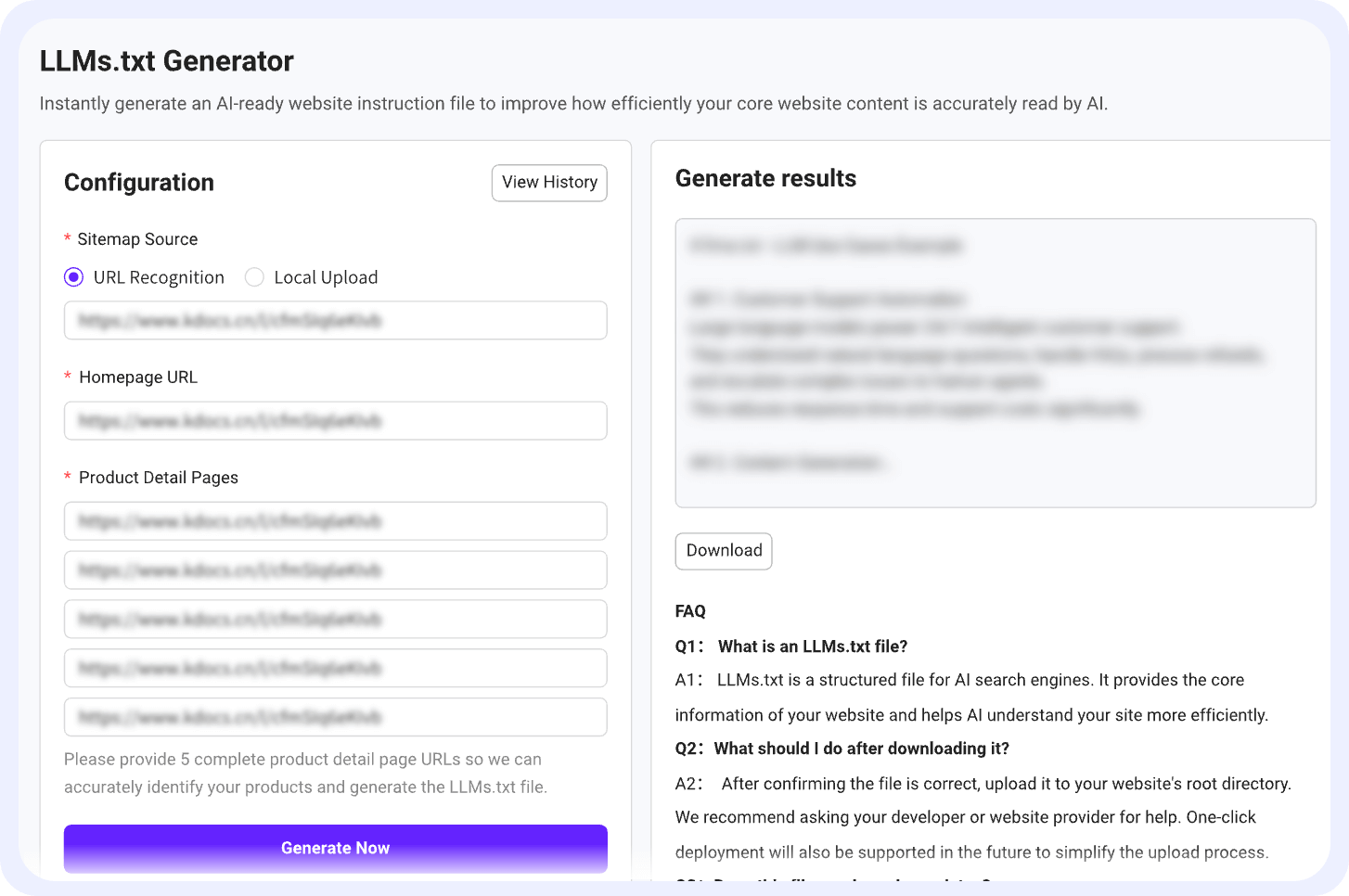 LLMs.txt Generator